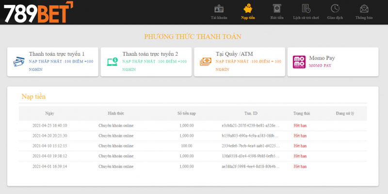 Quy trình gửi vốn thành công cho người chơi